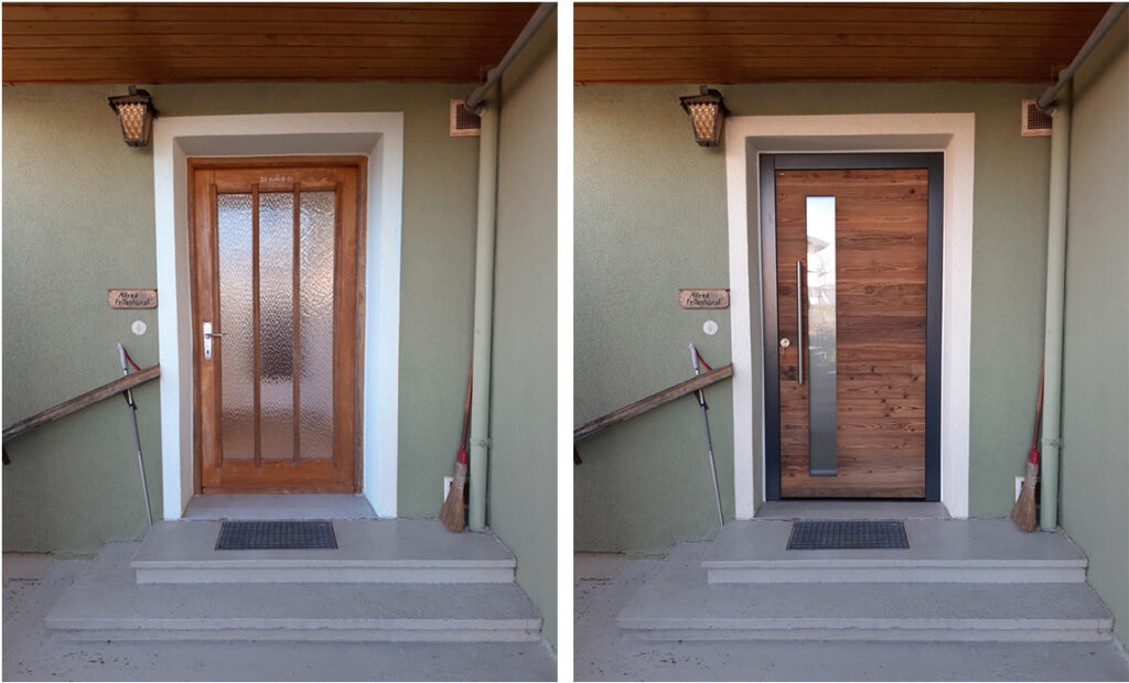 Haustuersanierung von GPG, vorher und nachher im Vergleich